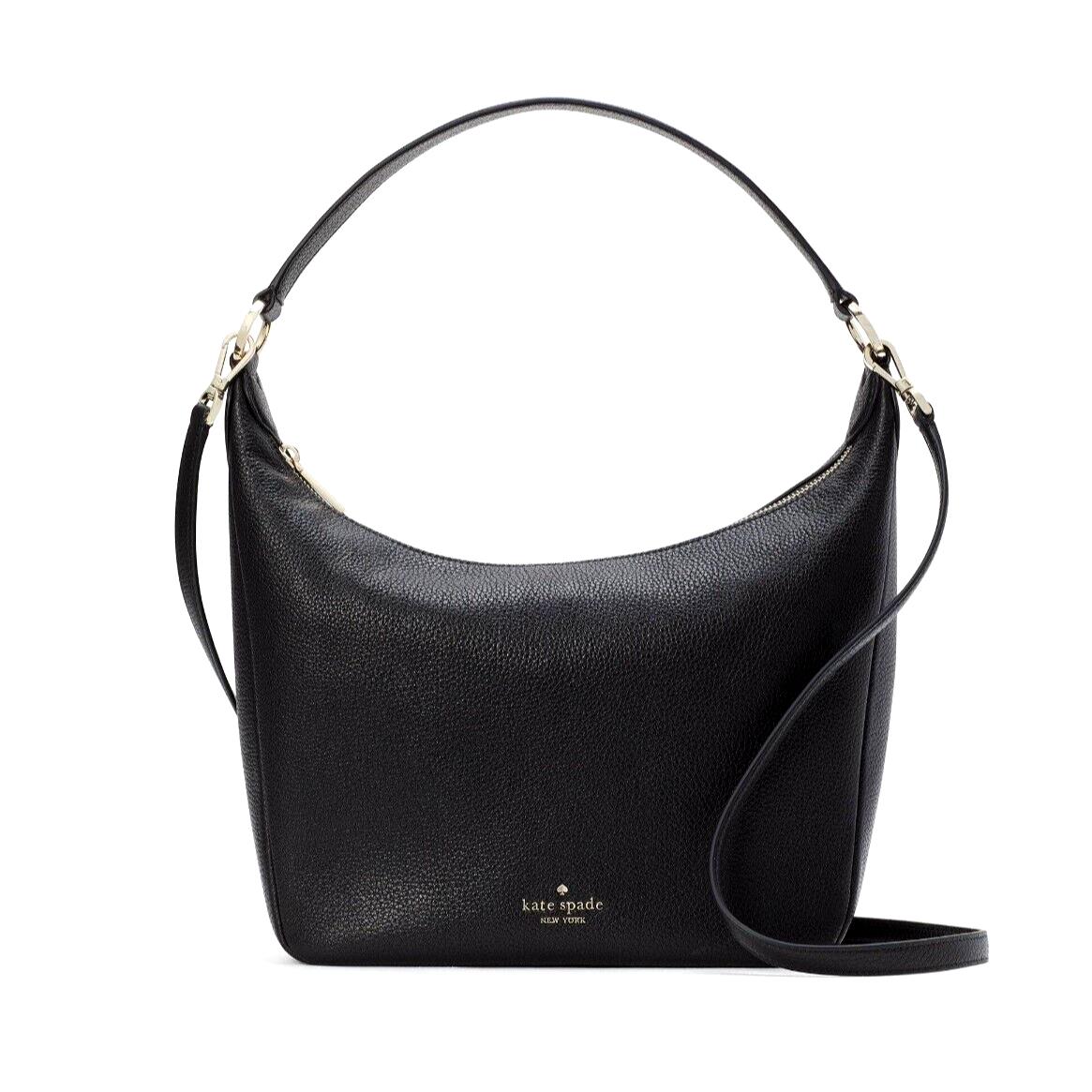 New Kate Spade Leila Hobo Shoulder Bag Pebble Leather Black with Dust Bag - Exterior: Black