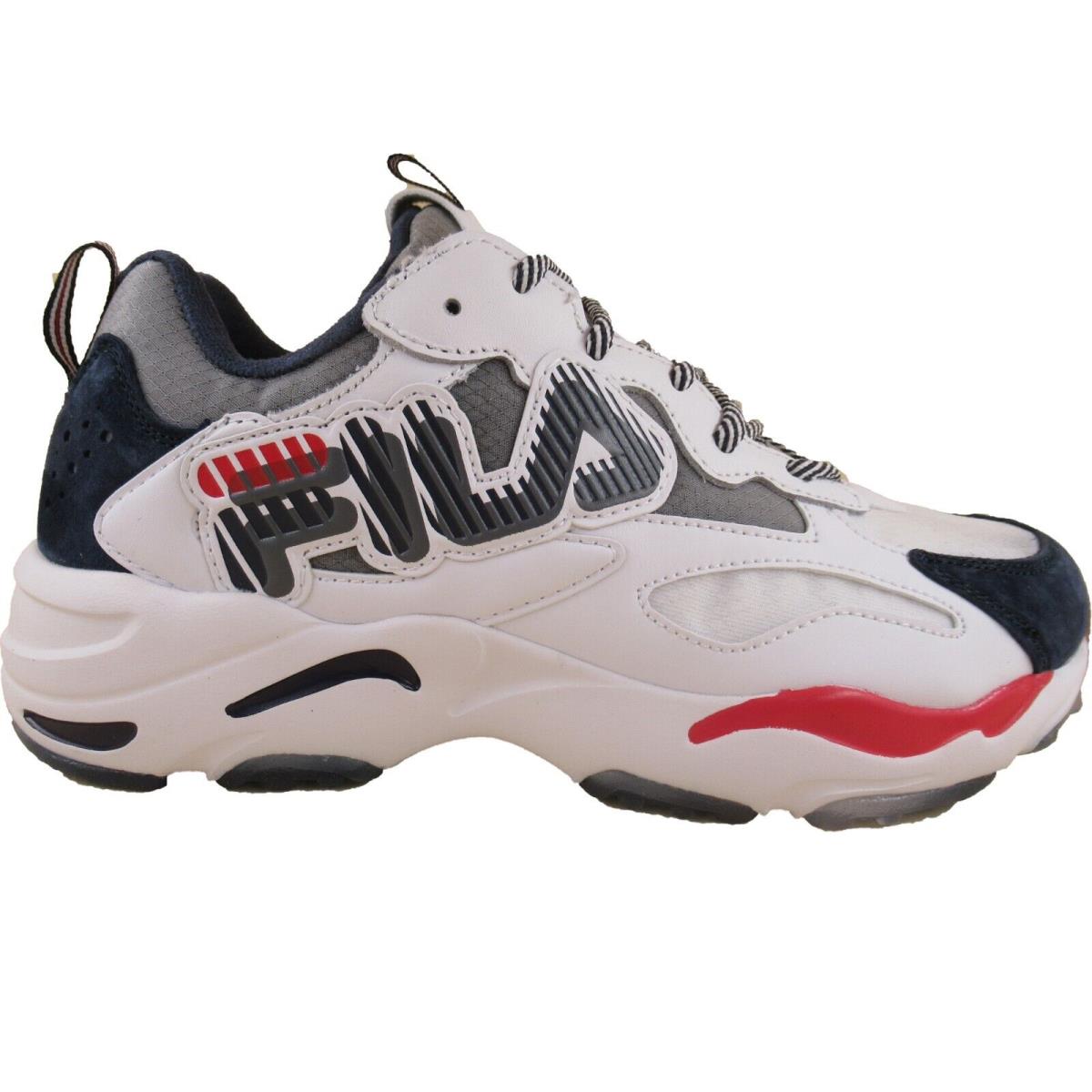 Fila Men`s Ray Tracer Graphic 1RM00807 Casual Shoes Size 8 - White, Navy, Red