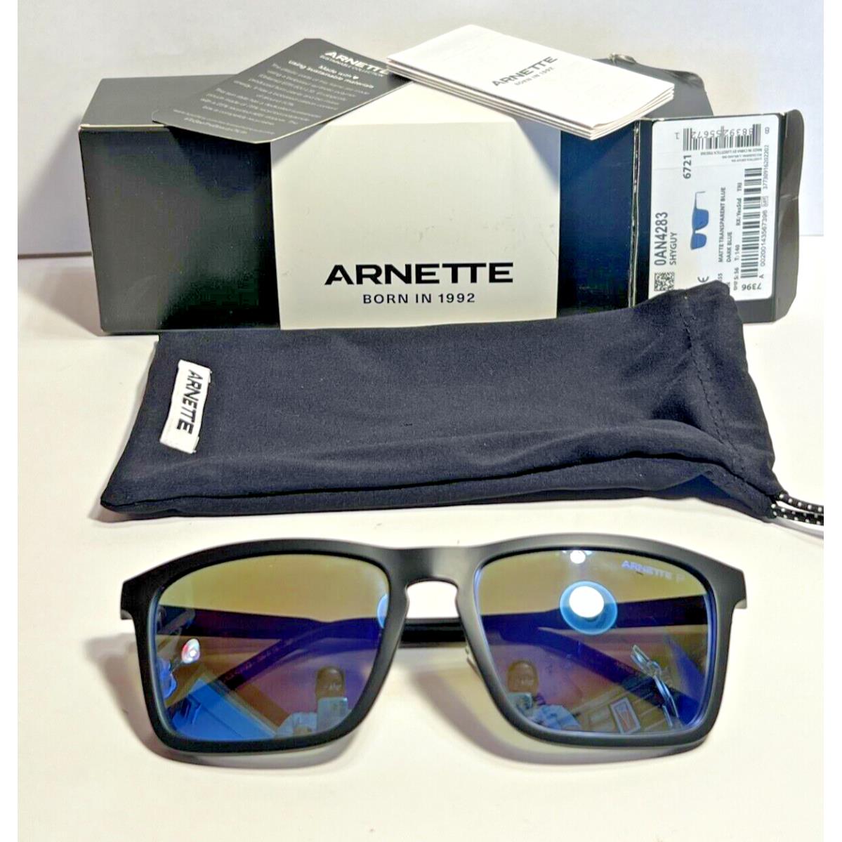 Arnette Men`s AN4238 Shyguy Matte Black/blue Polarized 4283-01/22 56-18