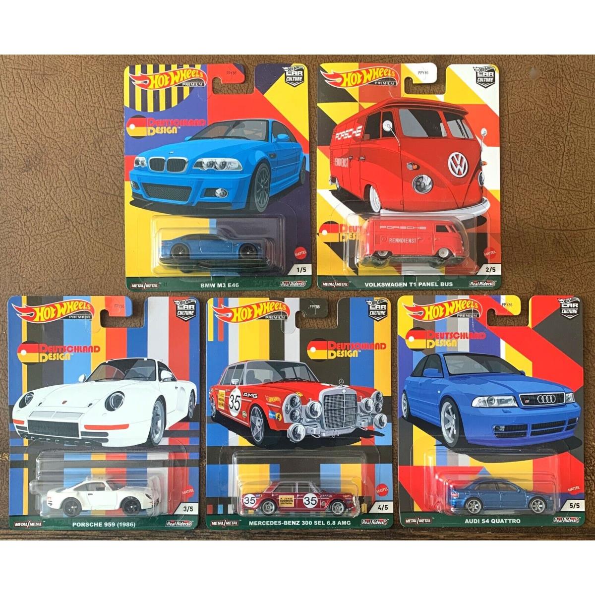 Hot Wheels Premium Car Culture 2021 Deutschland Design Set of 5 Non-mint Cards