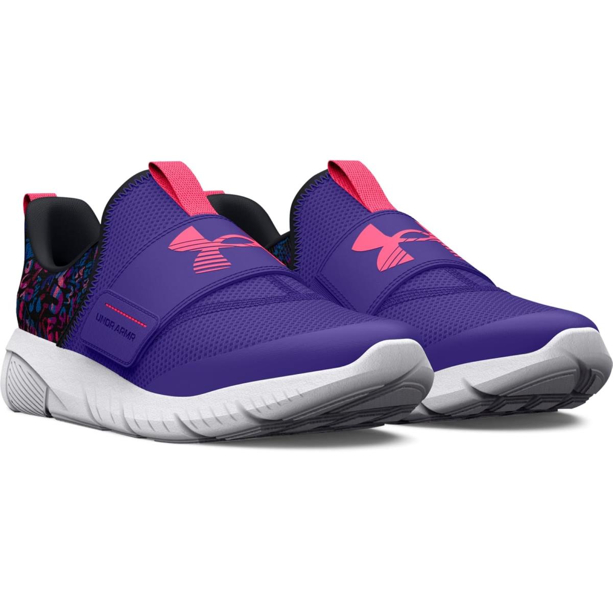 Girl`s Sneakers Athletic Shoes Under Armour Kids Flash Big Kid Electric Purple/Black/Pink Shock