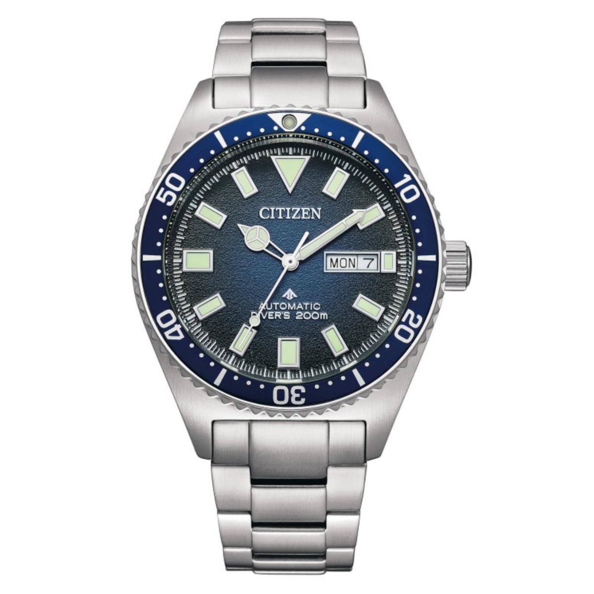 Citizen Men`s Promaster Diver Automatic Blue Dial Watch - NY0129-58L - Dial: Blue, Band: Silver, Bezel: Black