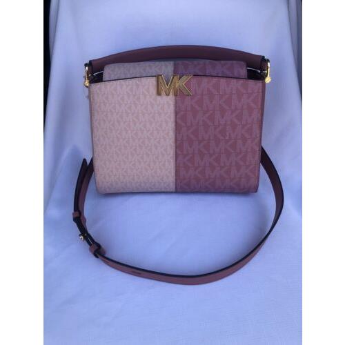 MICHAEL Michael Kors, Bags, Brand New Michael Kors Karlie Med Canvas  Graphic Logo Satchel In Rose Multicolor