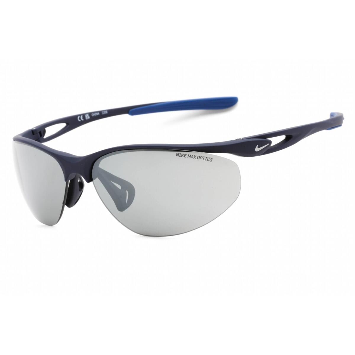 Nike Unisex Sunglasses Matte Midnight Navy Acetate Oval Nike Aerial DZ7352 410 - Frame: Matte Midnight Navy, Lens: Silver Flash