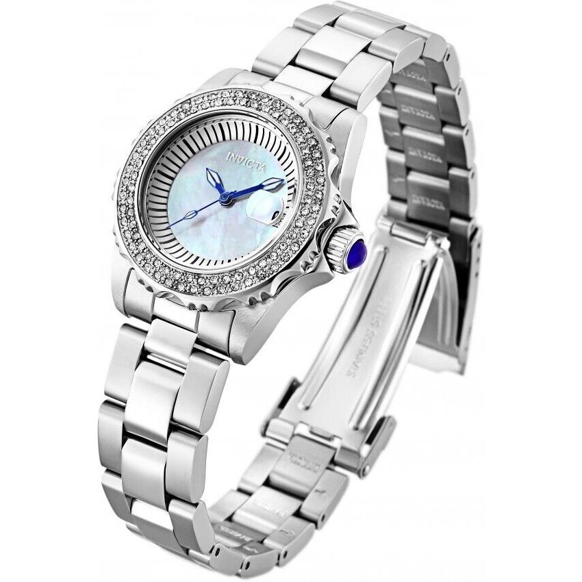 Invicta Angel White Dial Swiss Crystal Quartz Women`s Steel Bracelet Watch 30mm
