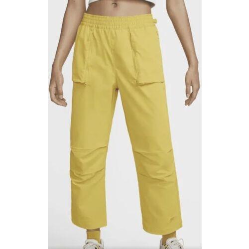 Women`s XS Nike Tech Pack Mid Rise Woven Straight Pants DQ6659-719 Yellow