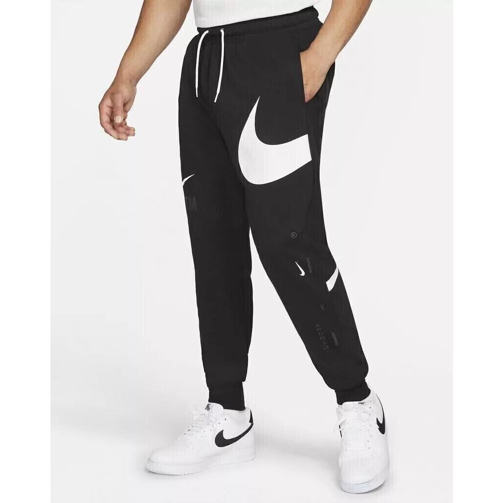 Nike Sportswear Swoosh Logo Men`s Jogger Pants Black White Size Xxl DR8951-010