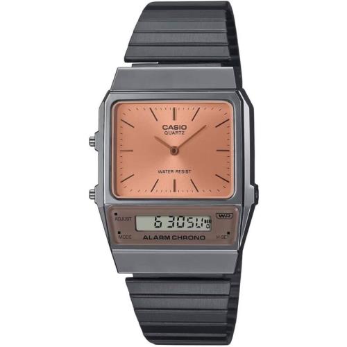 News Casio AQ-800ECGG-4A Dial Salmon Finish IP Black Unisex