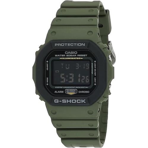 Casio G-shock DW-5610SU-3 Unisex Watch Display Illuminator Green Resin Band - Dial: Black, Band: Green, Bezel: Black