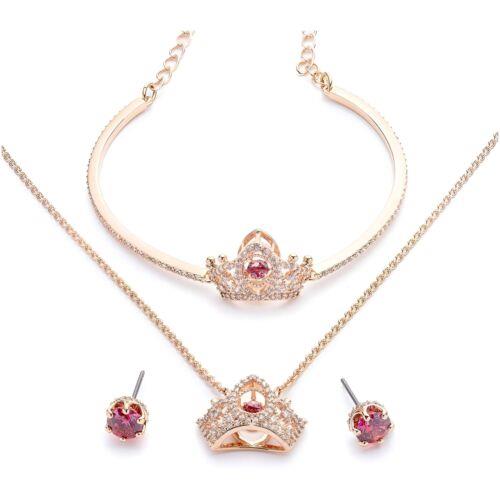 Swarovski Women`s Jewelry Set Bee A Queen Red Stone Rose Gold Plated 5501075