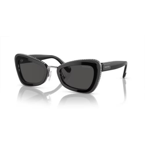 Swarovski 0SK6012 Black/grey Frame- Dark Grey Lens Sunglasses 52MM
