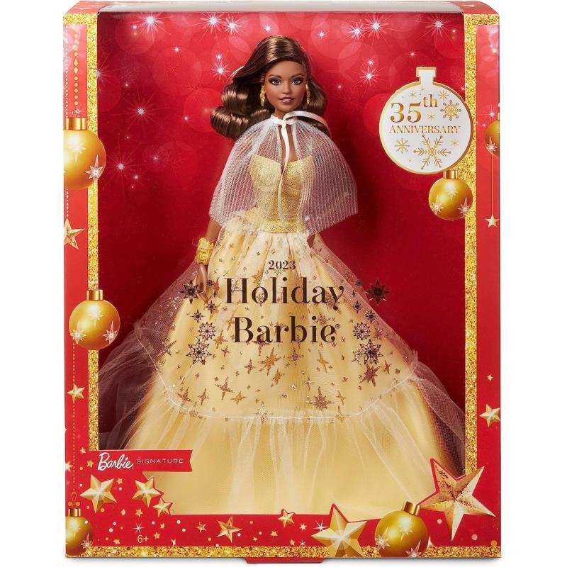 Barbie 2023 Holiday Barbie Doll Seasonal Collector Gift Barbie Signature Gold