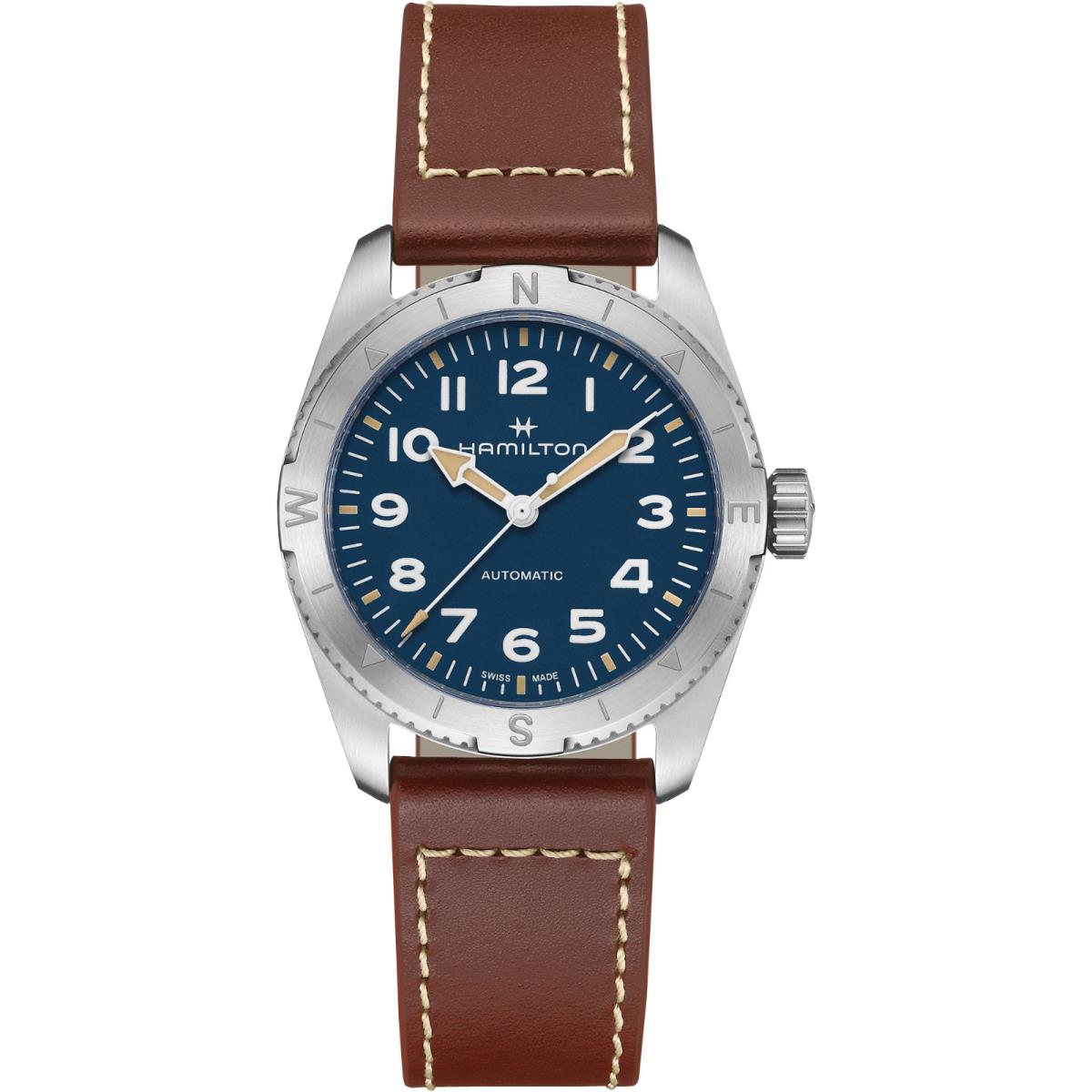 Hamilton Khaki Field Expedition 37MM Auto Blue Dial Brown Leather H70225540