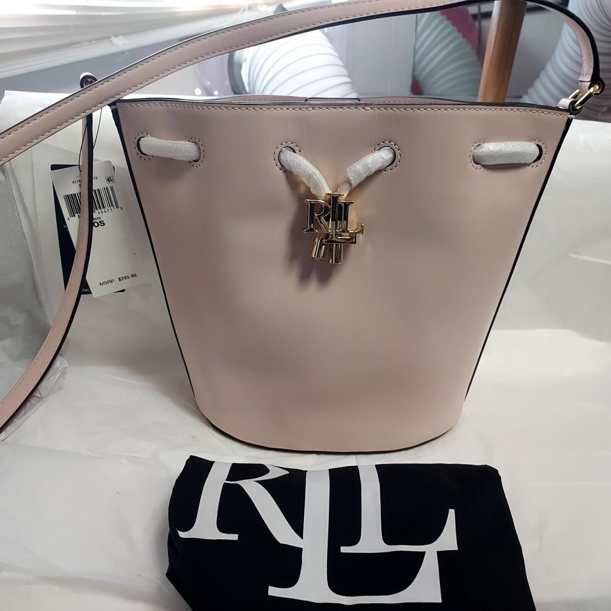 Ralph Lauren Medium Andie Bucket Drawstring Spring Pink Leather Bag Crossbody