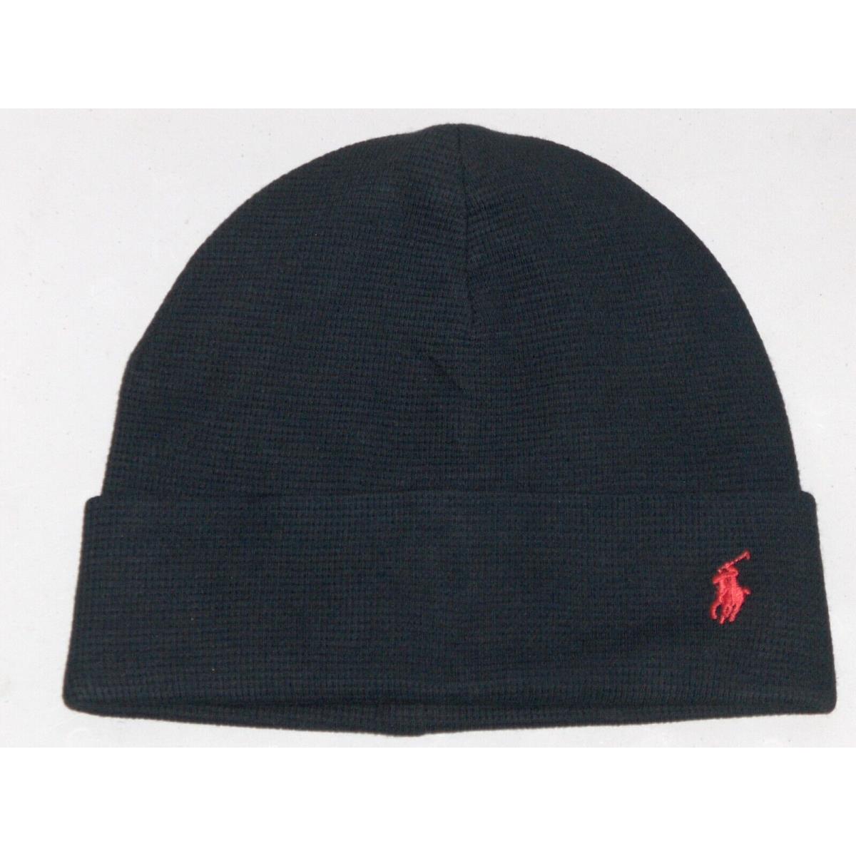 Polo Ralph Lauren Men`s Pony Logo Cuffed Thermal Beanie Hat Watch Ski Cap Black