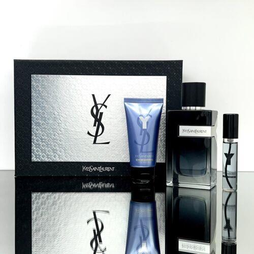 Ysl Y by Yves Saint Lauren 3pc Men Set 3.3oz Edp + 0.33oz Edp +1.6oz S/g A01