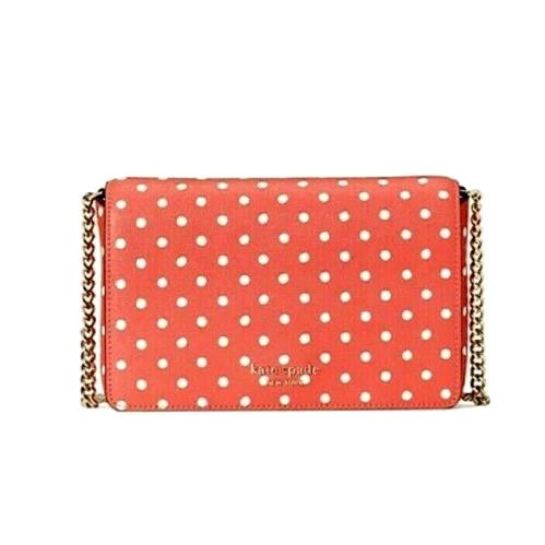 New Kate Spade Spencer Dots Chain Wallet Crossbody Peach Melba Multi / Dust Bag