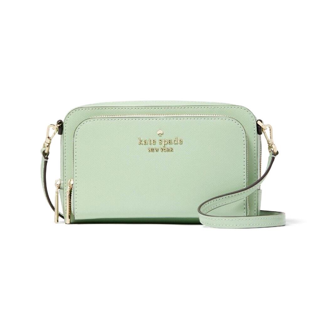 New Kate Spade Staci Dual Zip Around Crossbody Beach Glass / Dust Bag