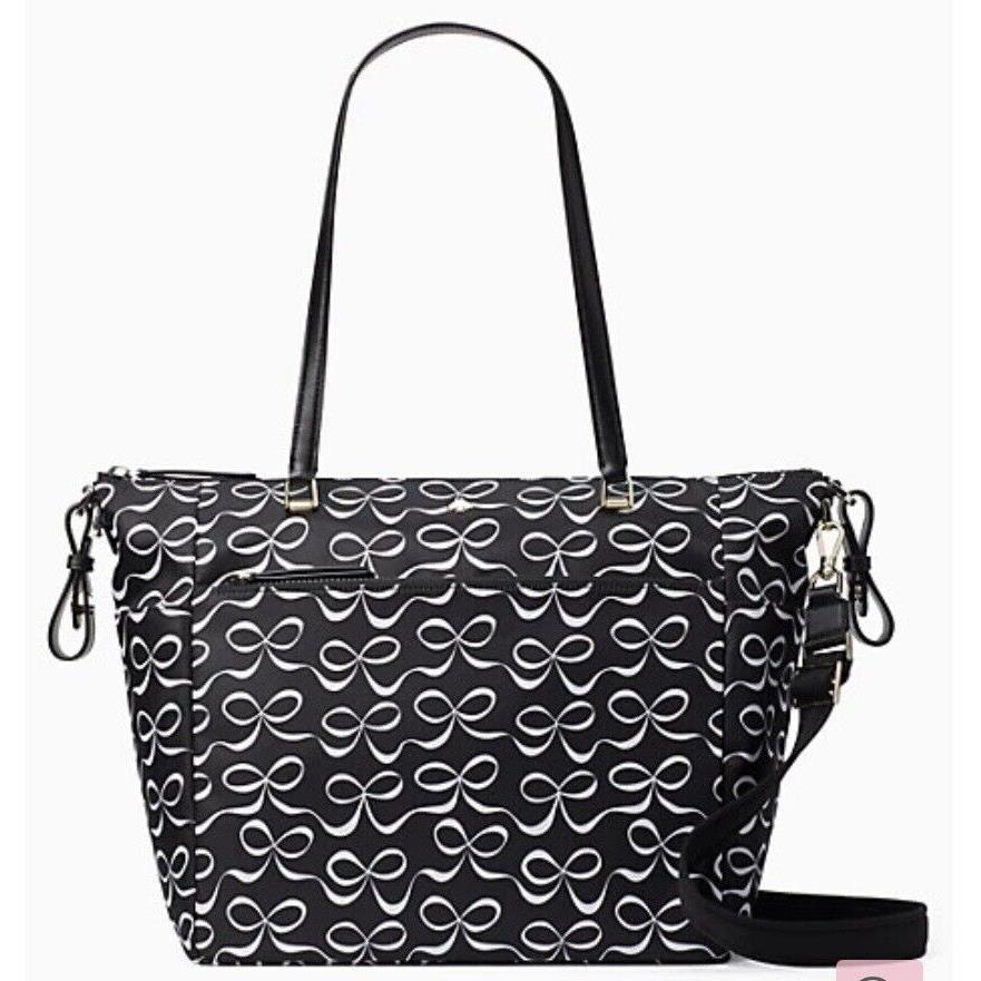 New Kate Spade Jae Elegant Bow Baby Bag Black White Multi / Dust Bag