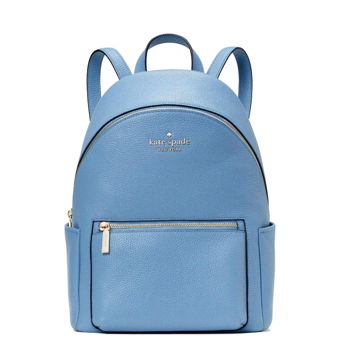 New Kate Spade Leila Medium Dome Backpack Leather Dusty Blue with Dust Bag