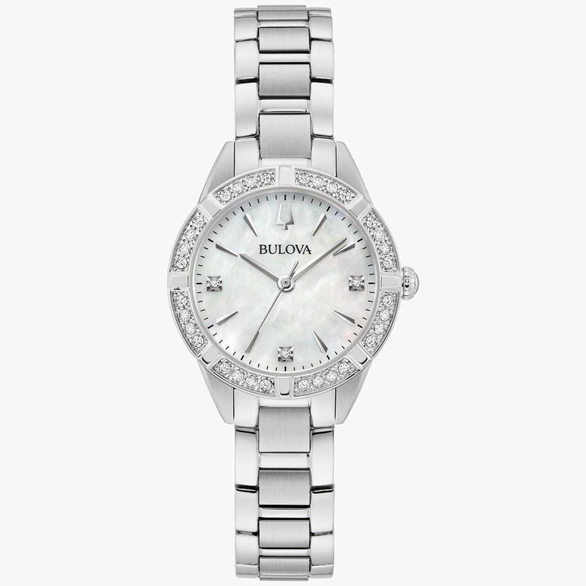 Bulova Sutton Diamond White Mother of Pearl Women`s Watch 96R253 - Dial: White, Band: Silver