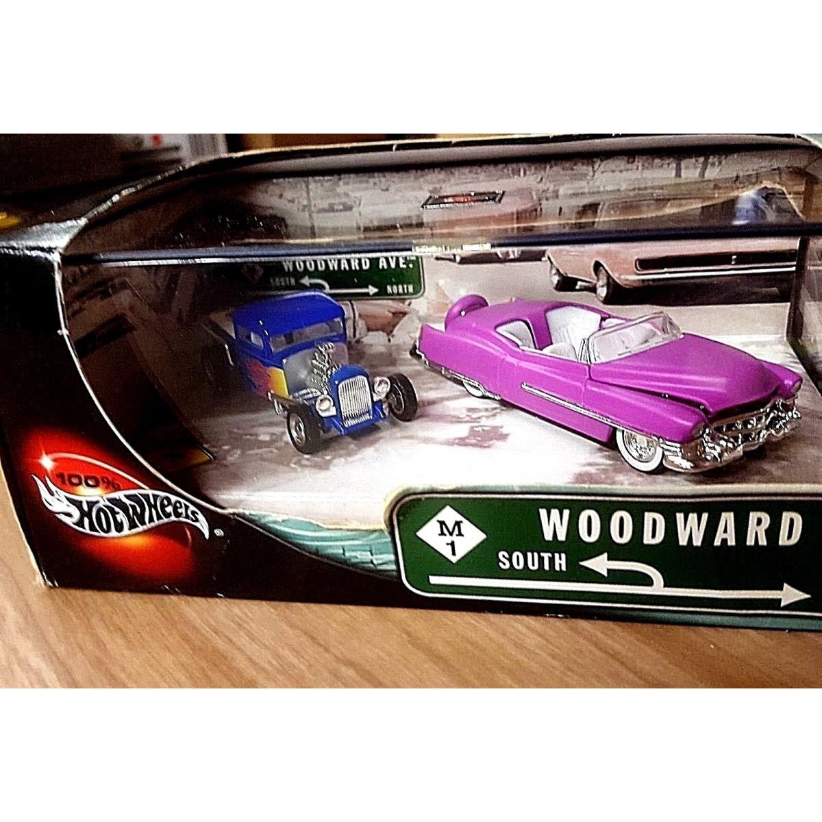 Hot Wheels Boxed Set Woodward Ave 50`s Cadillac 30`s Street Rod Pick-up