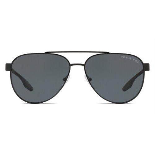 Prada PS 54TS Sunglasses Men Black Aviator 58mm - Frame: Black, Lens: Polar Grey, Model: Black