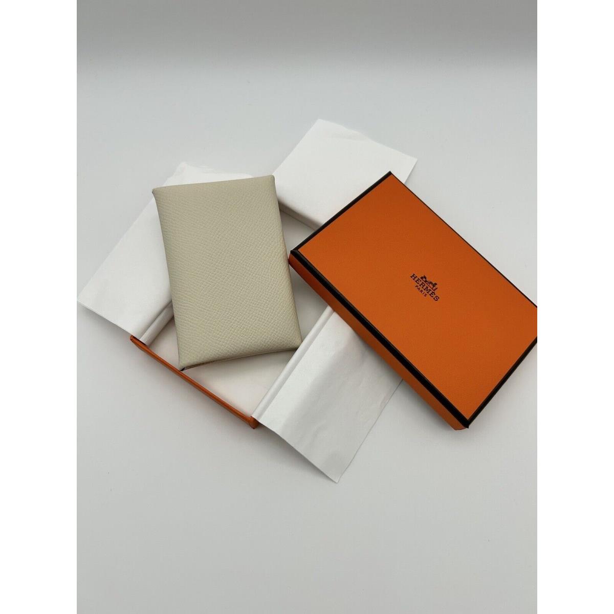 Hermes Calvi Card Holder Epsom Craie 2022