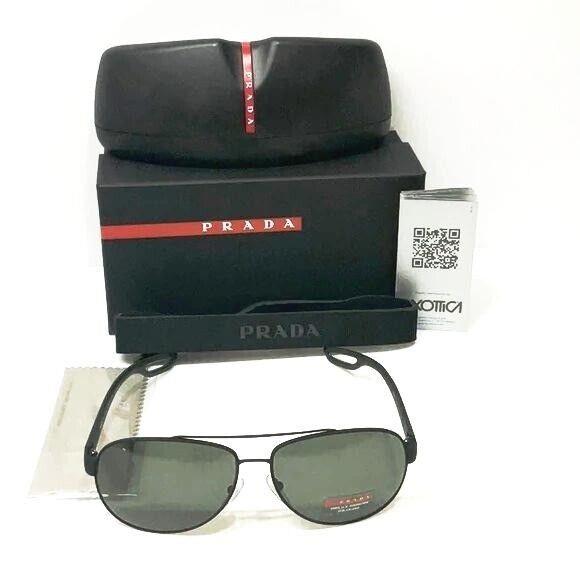 Prada Men Polarized Lenses Aviator Style Sunglasses Sps 55Q Made in Italy