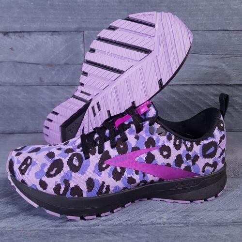 Brooks Revel 5 Wild Running Shoes Womens 7.5-11 Purple Black Cheetah Leopard