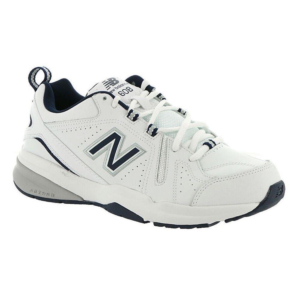 New Mens New Balance MX608v5 White Navy Leather Shoes E6 6X Wide