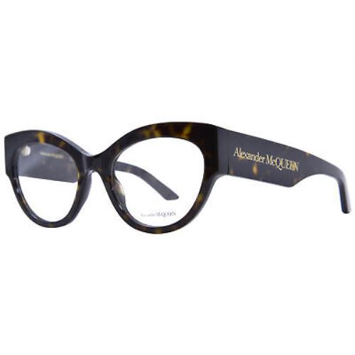 Alexander Mcqueen AM0435O 002 Eyeglasses Women`s Havana/gold Full Rim 53mm
