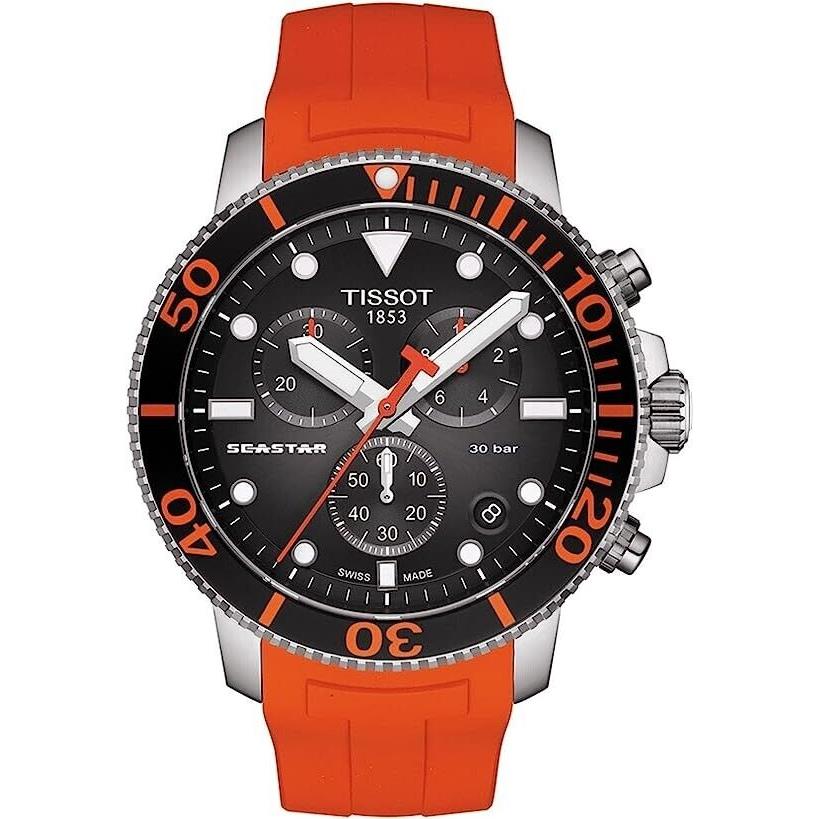 Tissot Seastar 1000 Chronograph Orange Rubber Men`s Watch T120.417.17.051.01
