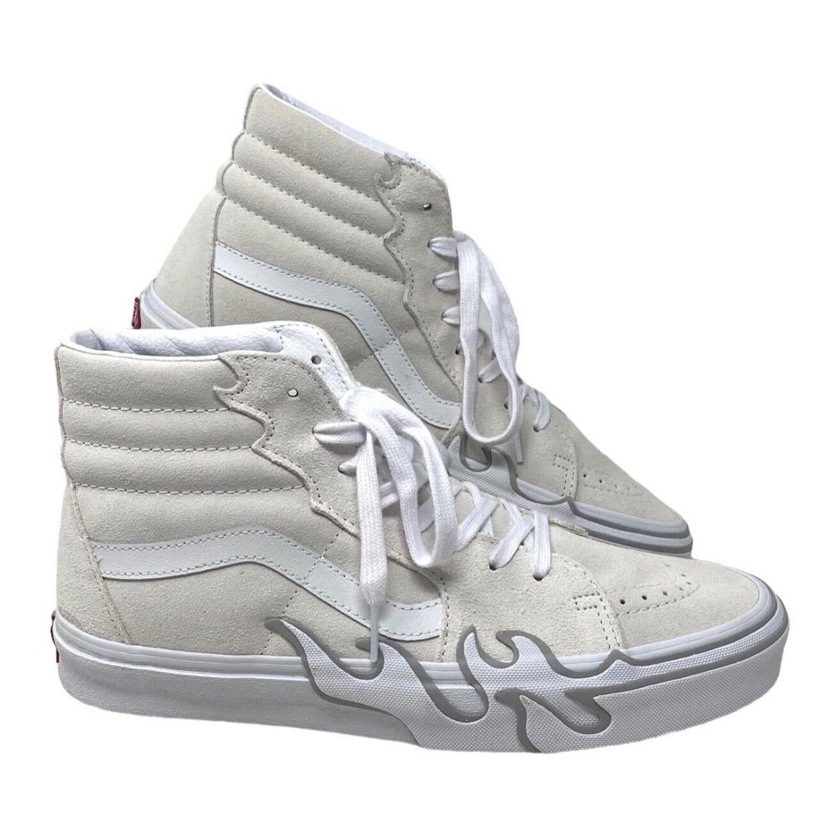 Vans Sk8-Hi Flame Suede White Gray Shoes Skate Sneakers Women`s Size VN0005UJWWW