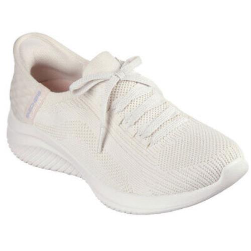 Skechers Women`s Ultra Flex 3.0 Brilliant Slip-ins Natural Low Top Sneaker - White