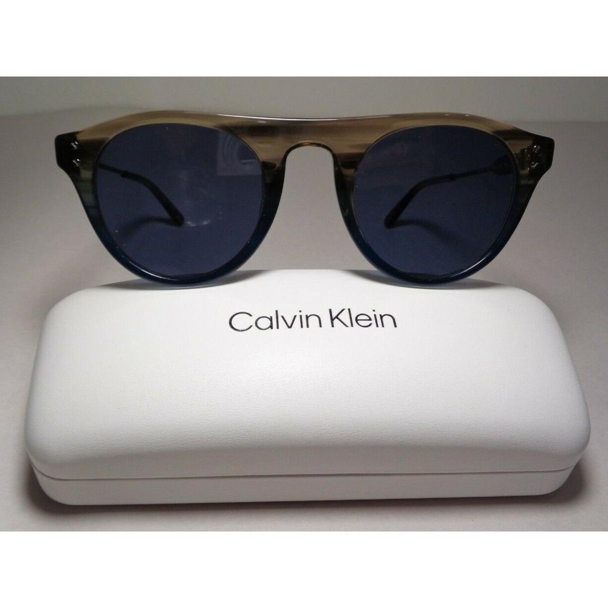 Calvin Klein CK20701S Taupe Blue Horn Men`s Sunglasses