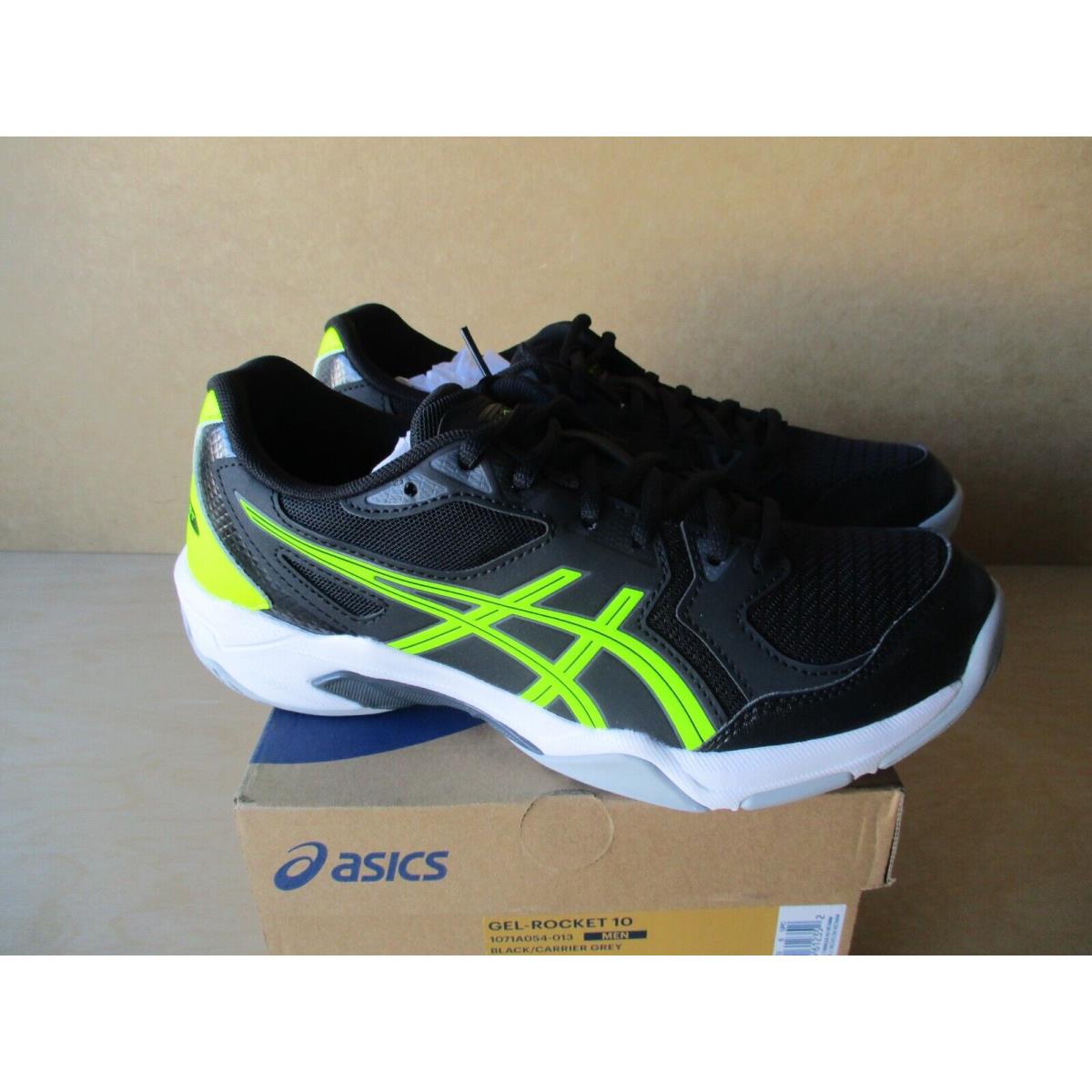 Asics Men`s Gel-rocket 10 Black Green Running Shoes Size 6