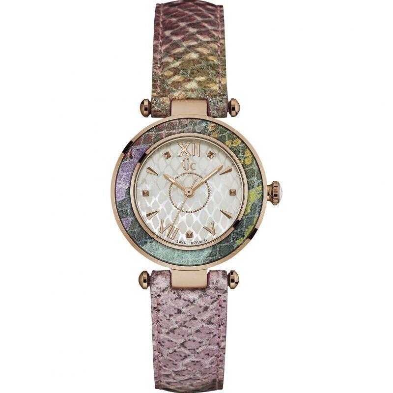 Guess Collection Snake Skin Design Leather Strap Rose Gold Tone Women`s Y12005L1