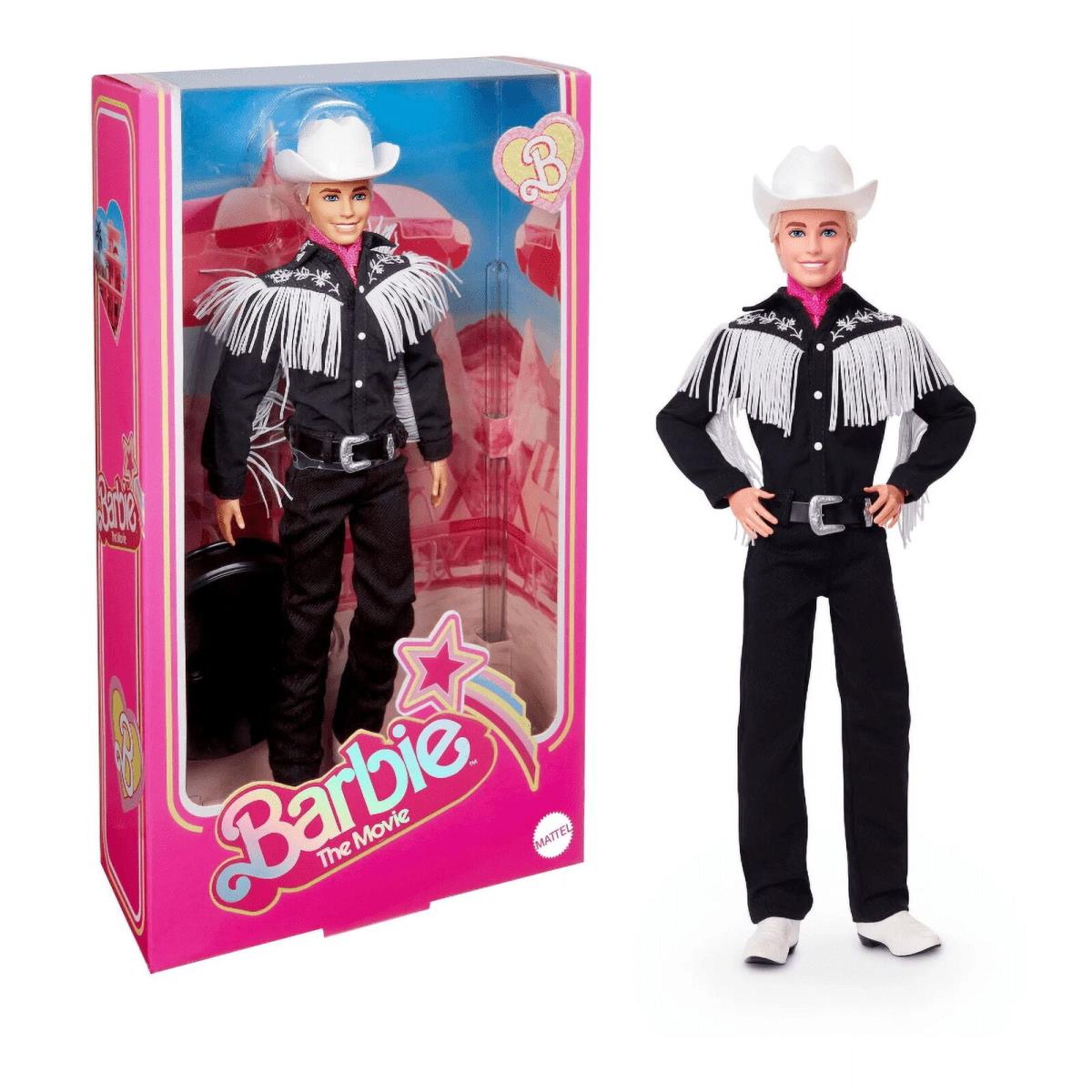 Barbie The Movie Collectible Ken Doll Wearing Black and White Western Outfit