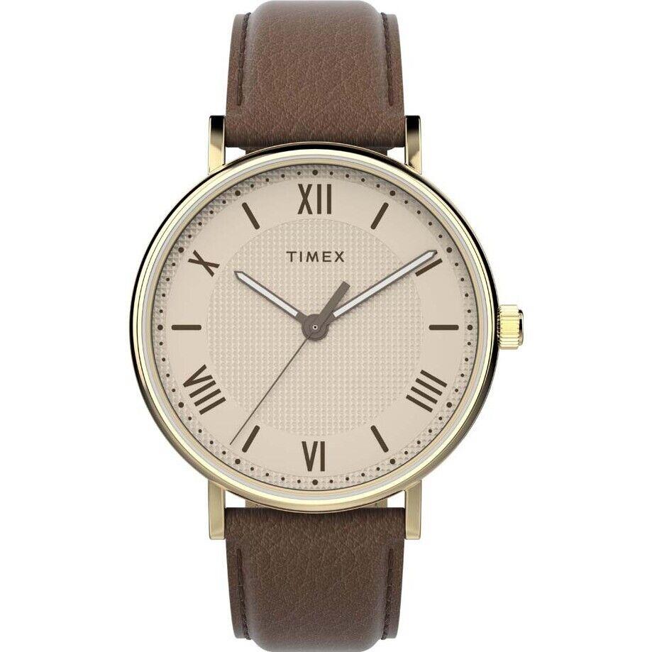 Timex TW2V91300 Men`s Brown Leather Watch 41MM Case