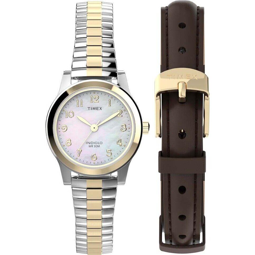 Timex TWG063400 Easy Reader Women`s Expansion Leather Straps Indiglo