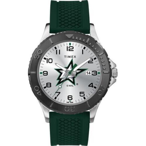 Timex Gamer Green Dallas Stars Nhl 40mm Green Strap Men`s Watch Twzhstrmh