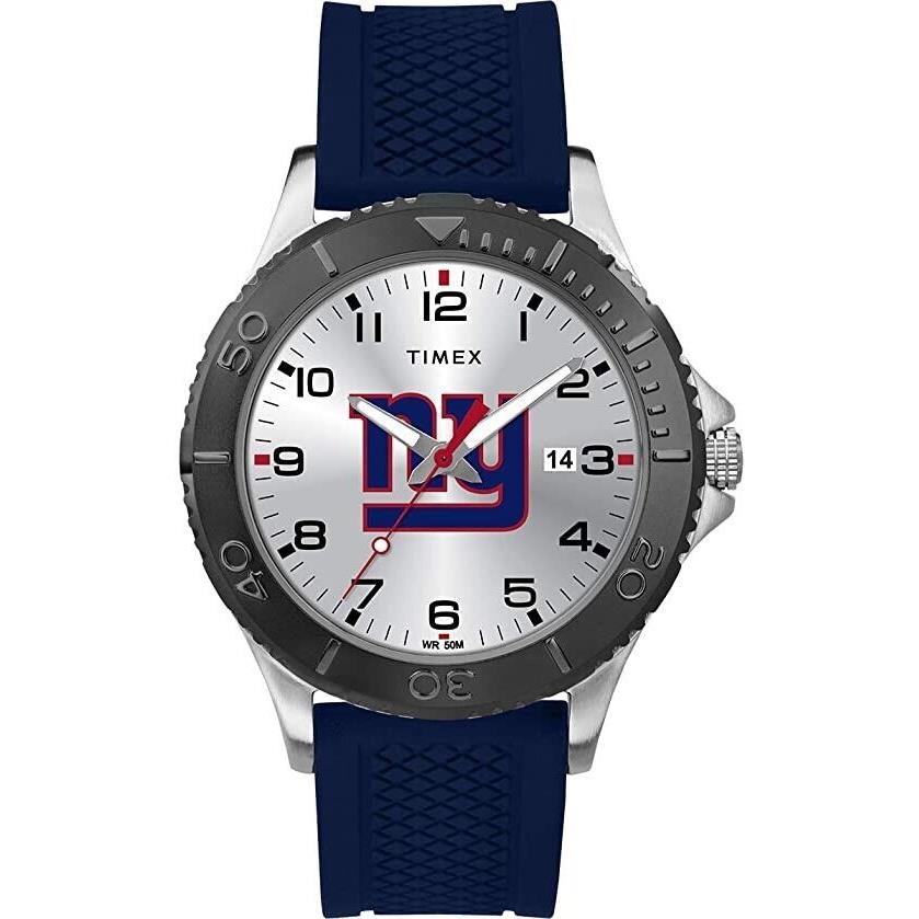 Timex Gamer Navy New York Giants Nfl Gamer Navy York Giants Nfl 40mm Men`s Silver Dial Watch Twzfnygme