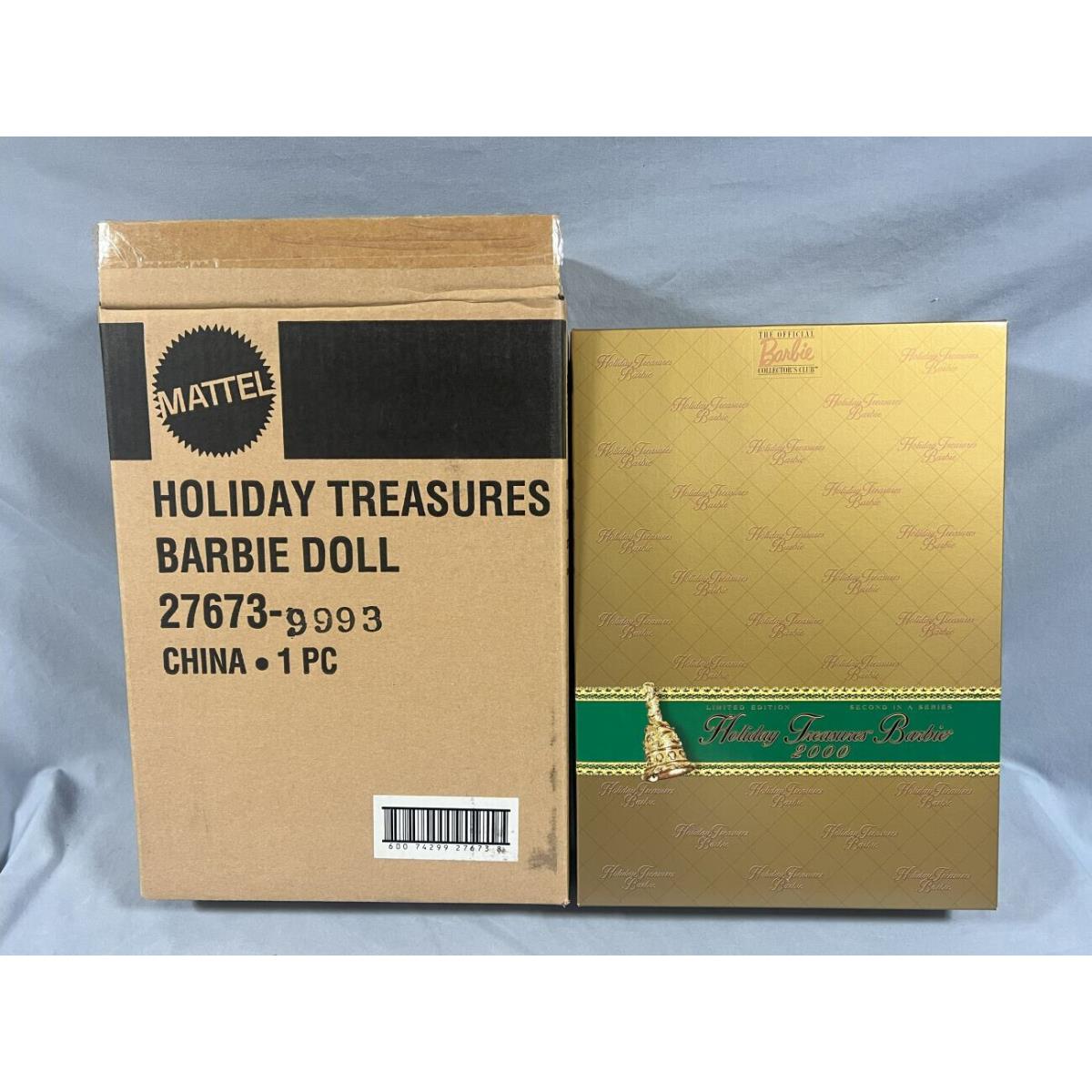 2000 Holiday Treasures Collector Club Barbie Doll Mattel 27673 Shipper Box Nrfb