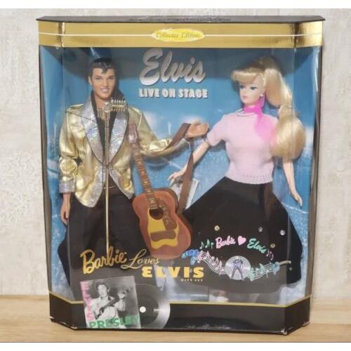 1996 Barbie Loves Elvis Collector Edition Mattel 2 Pc Doll Set Vintage - Doll Hair: Blonde, Doll Eye: Varies