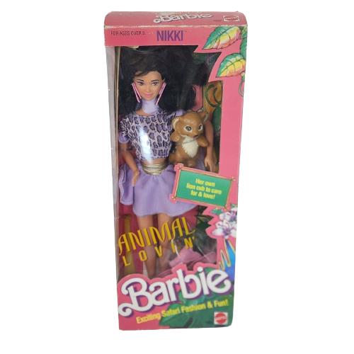 Vintage 1988 Animal Lovin Barbie Doll Nikki W/ Lion Cub 1352 Nrfb