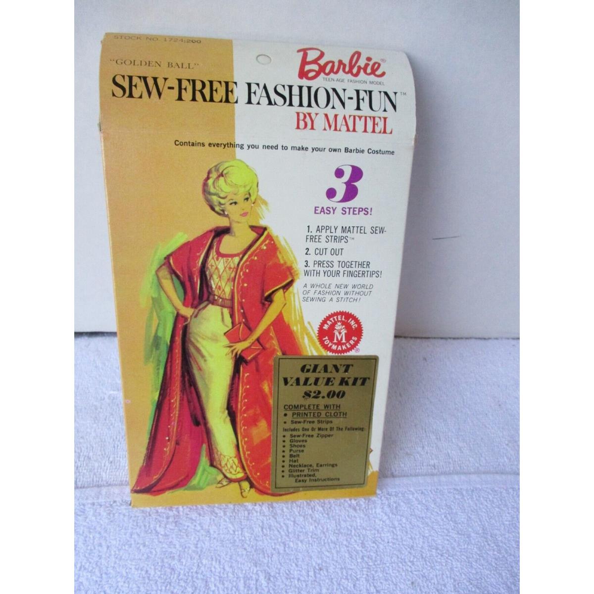 Vintage 1960`S Mattel Barbie Sew Free Fashion Fun Golden Ball 1724-200