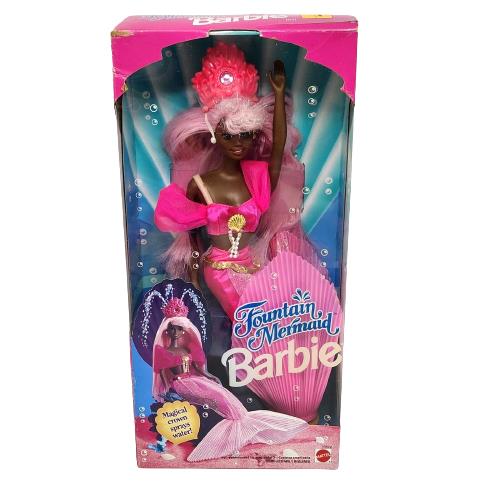 Vintage 1993 Fountain Mermaid Barbie African American Doll 10522 Pink Hair