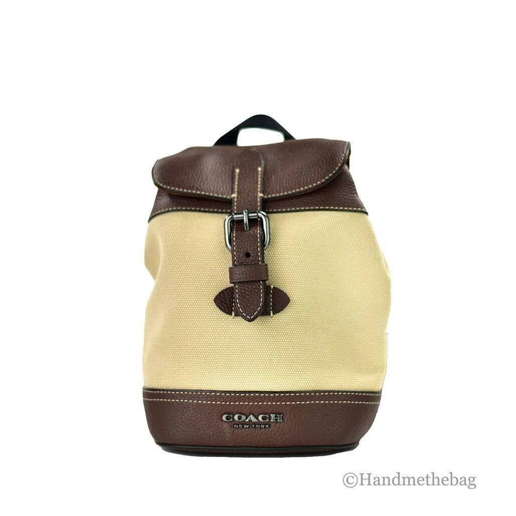 Coach CH074 Hudson Small Dark Teak Canvas Leather Shoulder Sling Pack Backpack