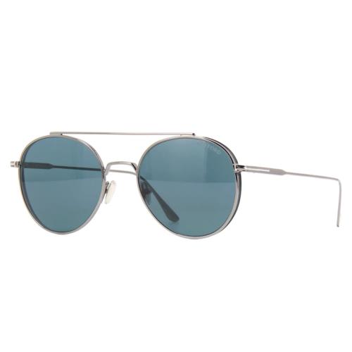 Tom Ford Declan FT0826 12V Sunglasses Ruthenium Frame Blue Lenses 54mm